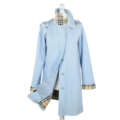 Burberry London Trench Coat Sky Blue Nova Check Lining 